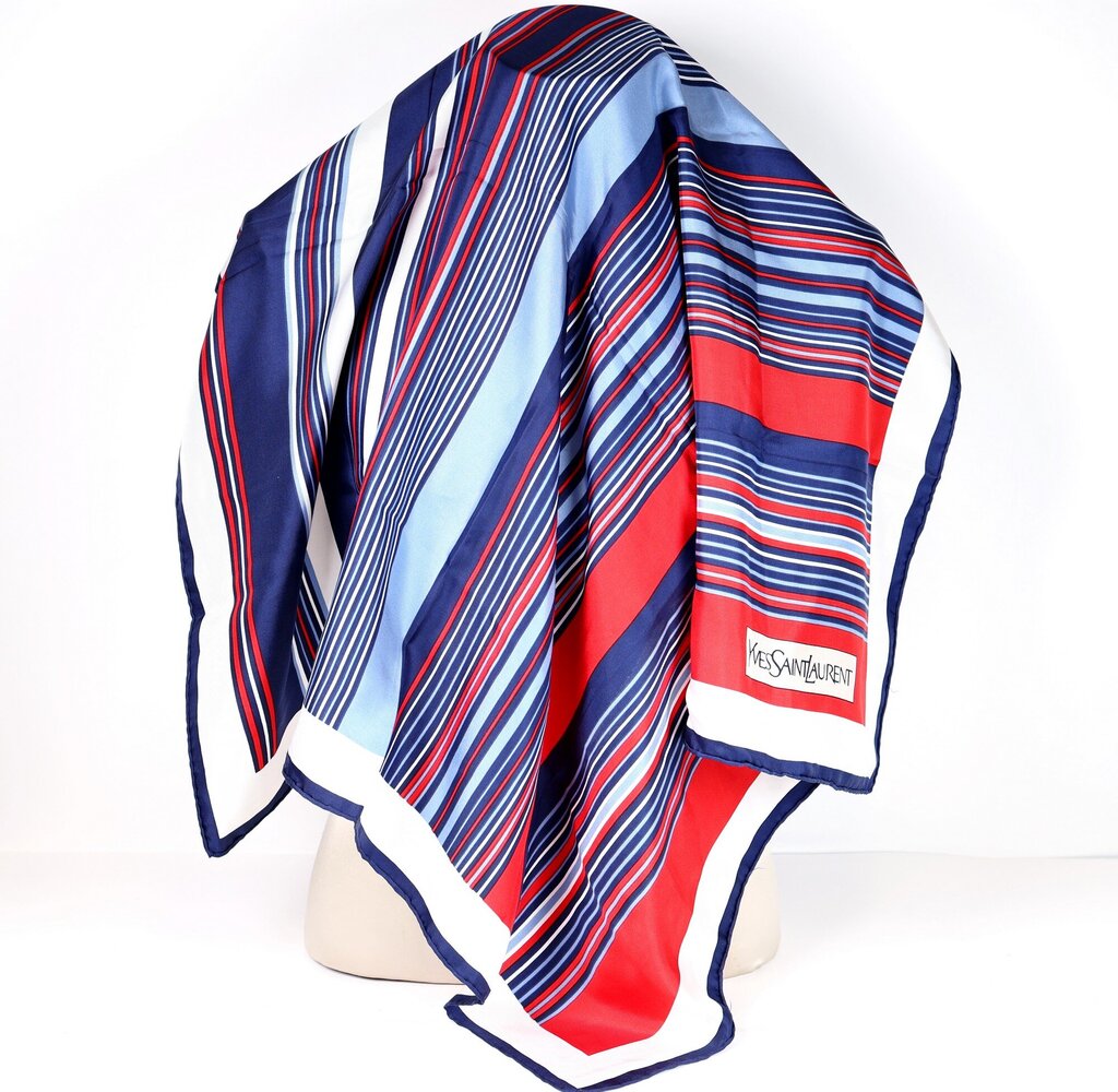 Blue White Red Striped Silks Scarf
