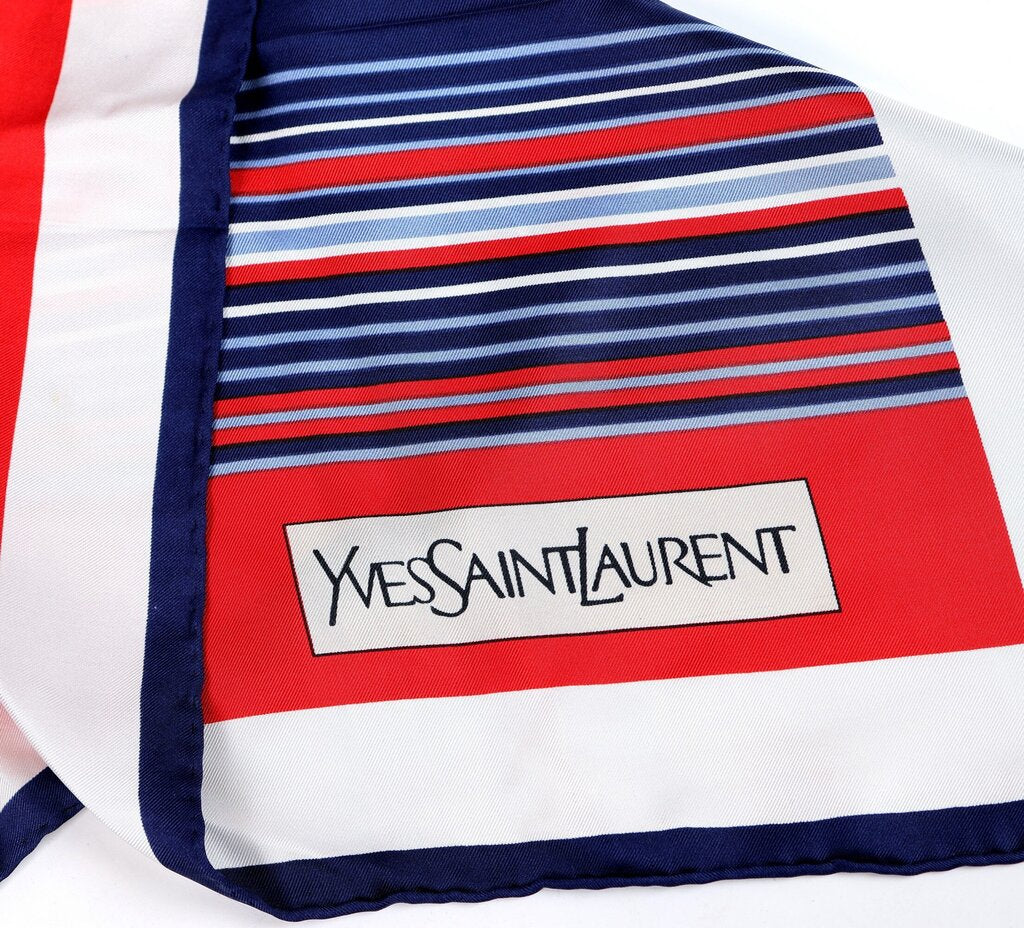 Blue White Red Striped Silks Scarf