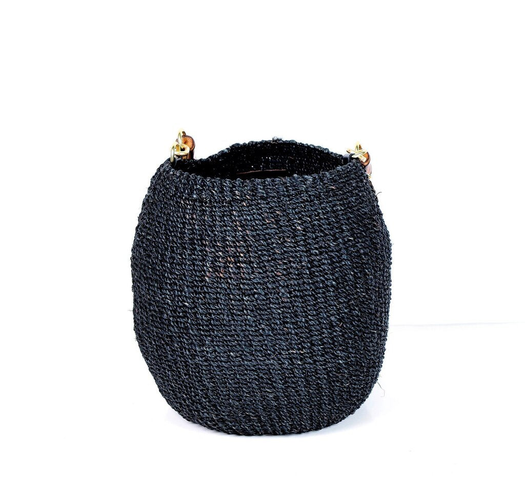 'Le Pot de Miel' Black Raffia Handbag