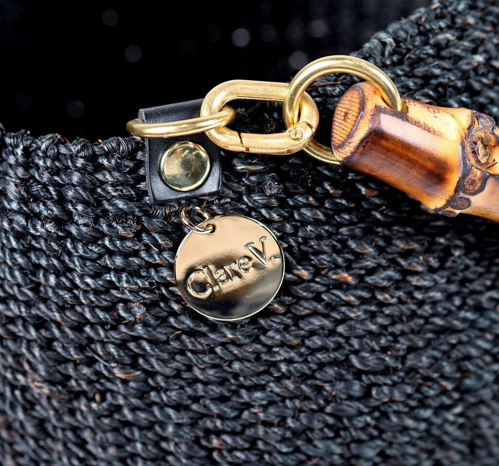 'Le Pot de Miel' Black Raffia Handbag