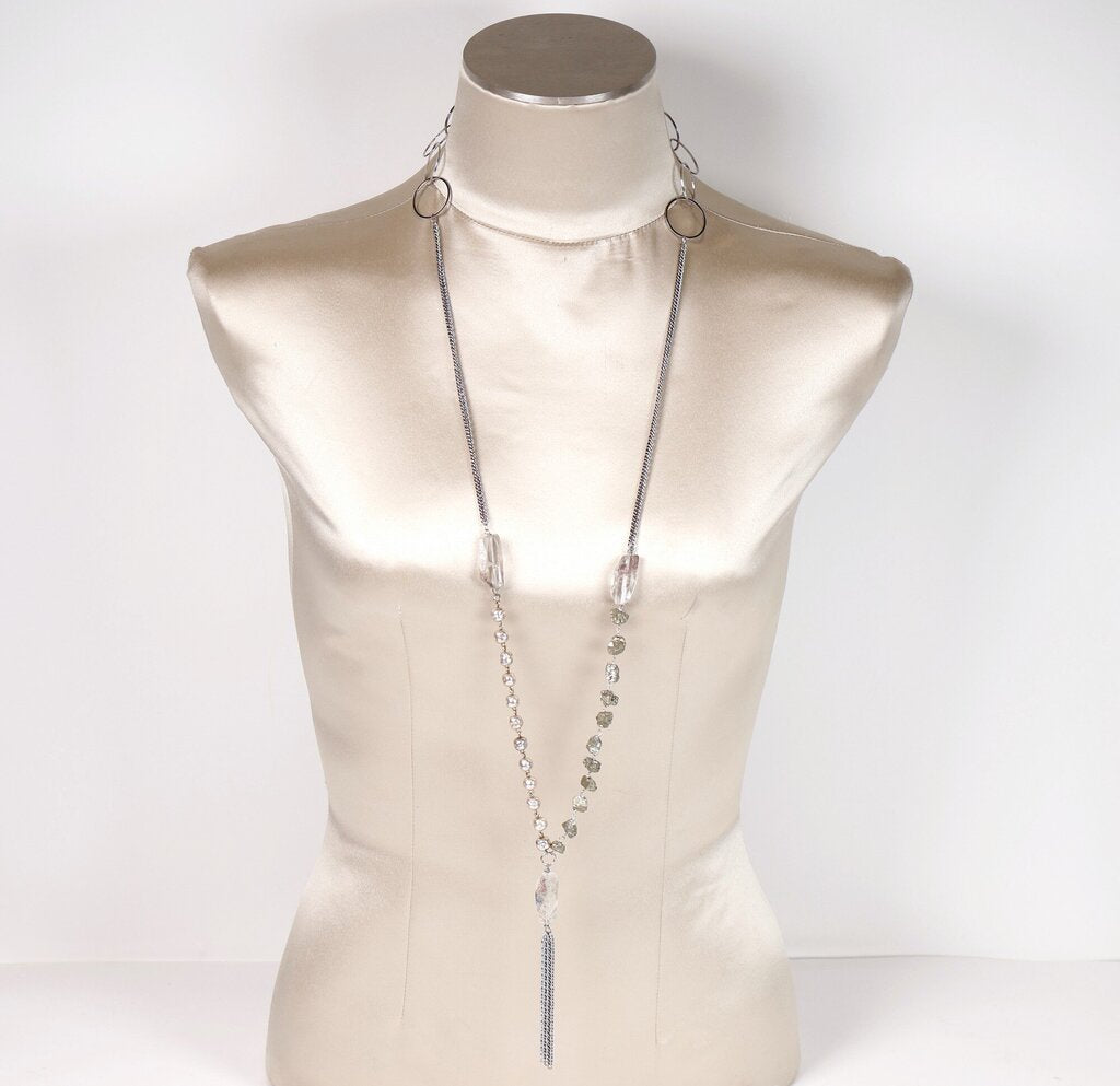 Quartz and Pyrite Long Necklace