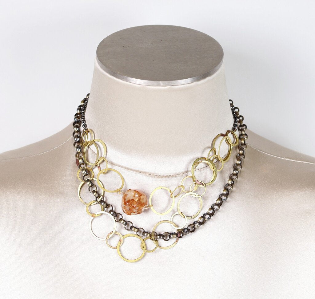 Multi Chain Torsade with Lucite Bead