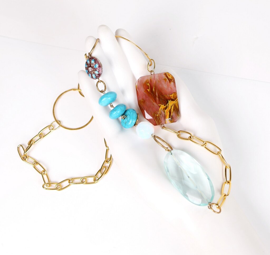 14K Gold Plate Multi Bead Necklace