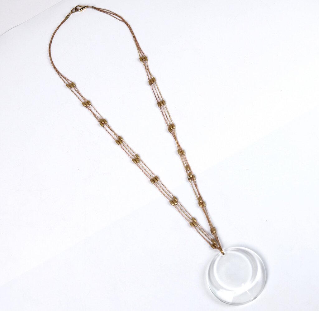 Lunar Phase Crystal Disc Pendant Necklace