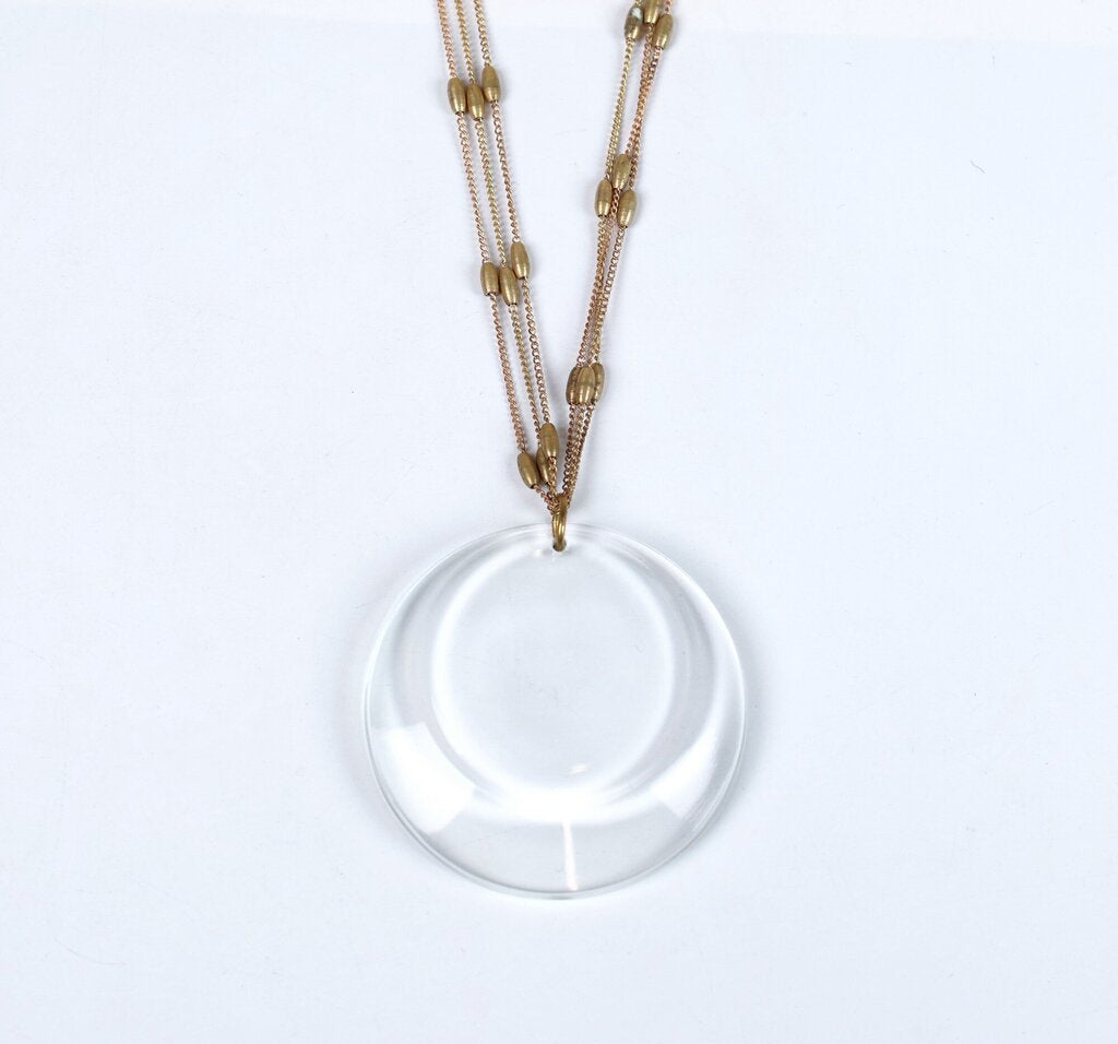 Lunar Phase Crystal Disc Pendant Necklace