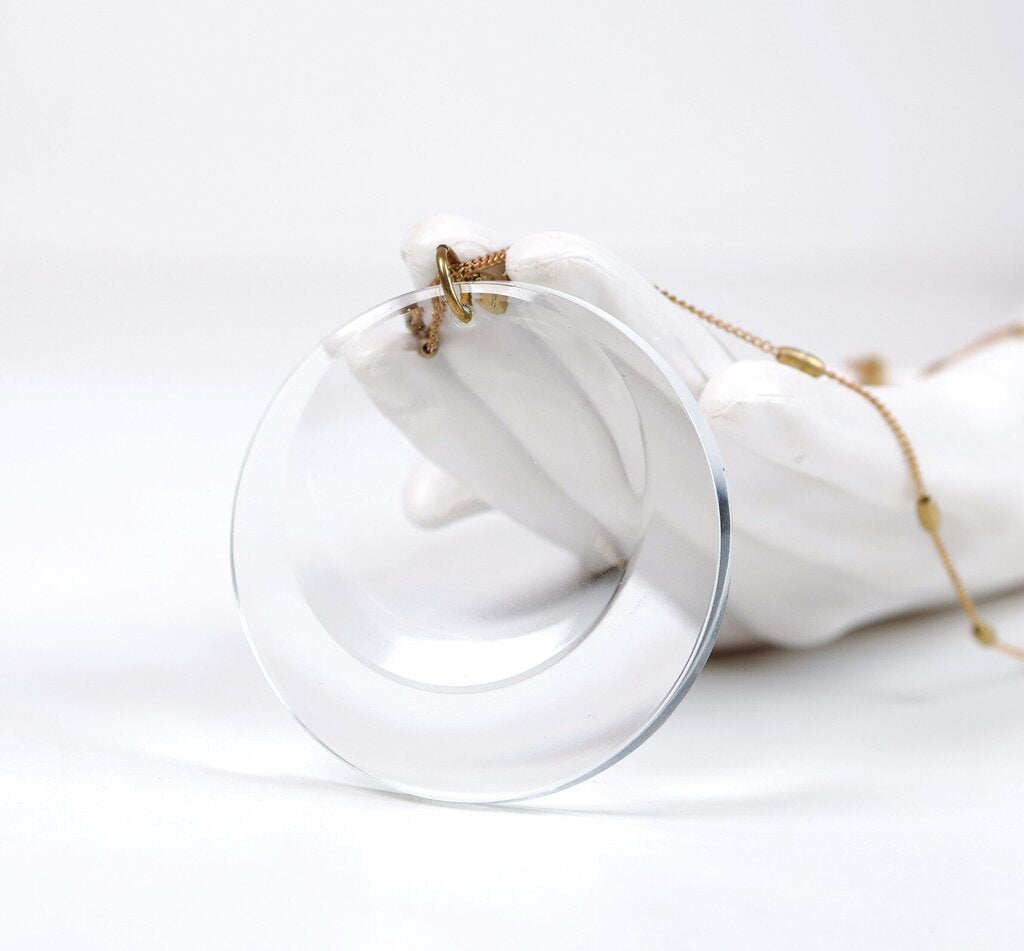 Lunar Phase Crystal Disc Pendant Necklace