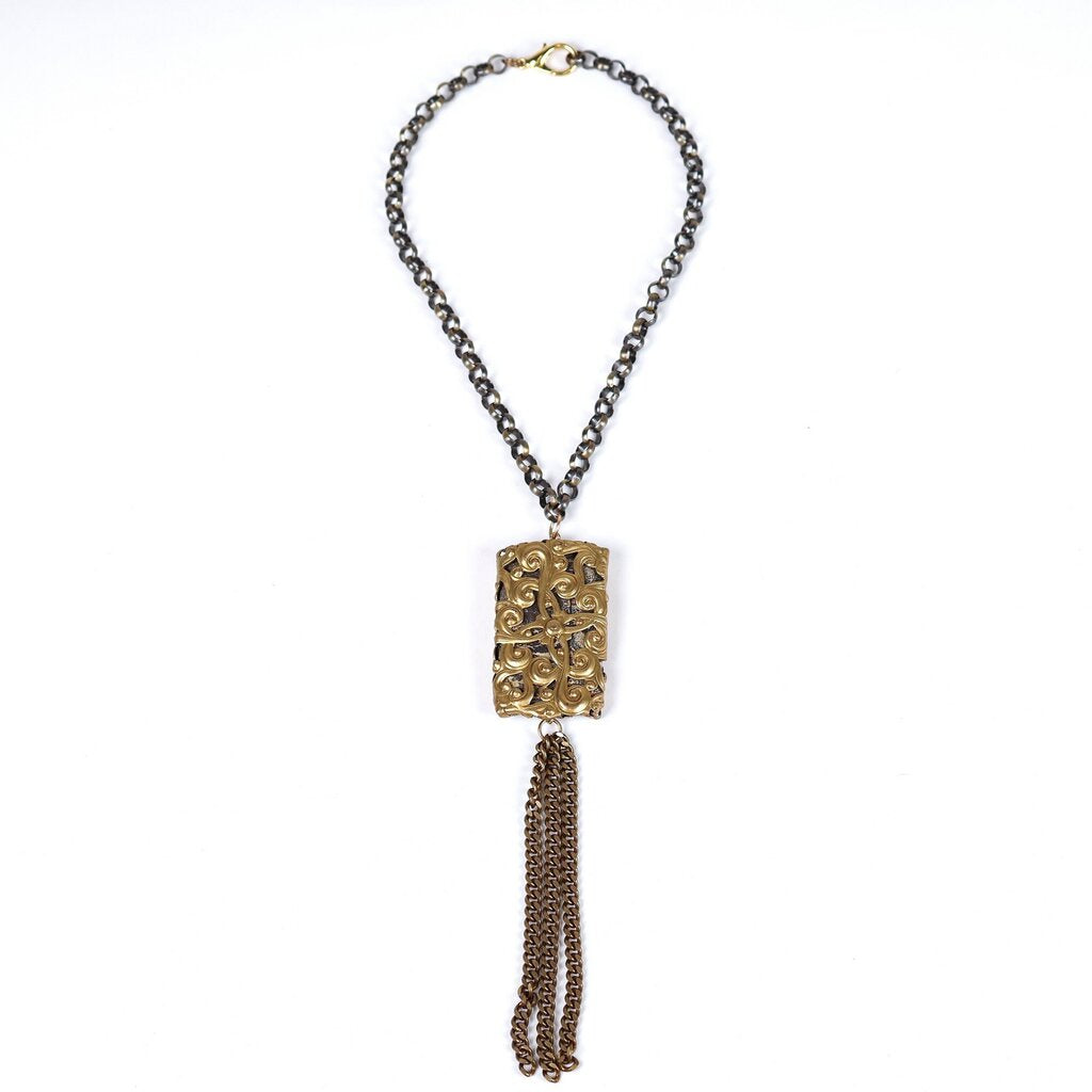 Gold Wrapped 'Landscape' Pendant Necklace