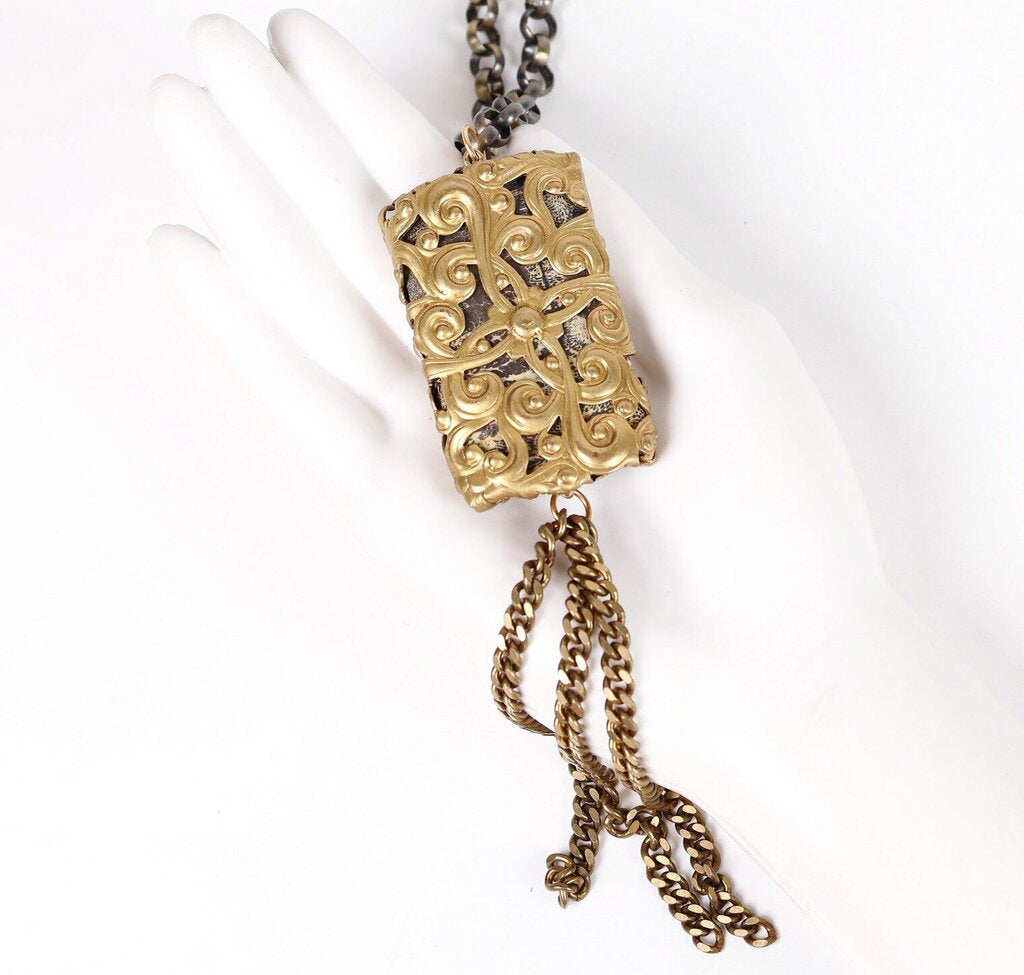 Gold Wrapped 'Landscape' Pendant Necklace