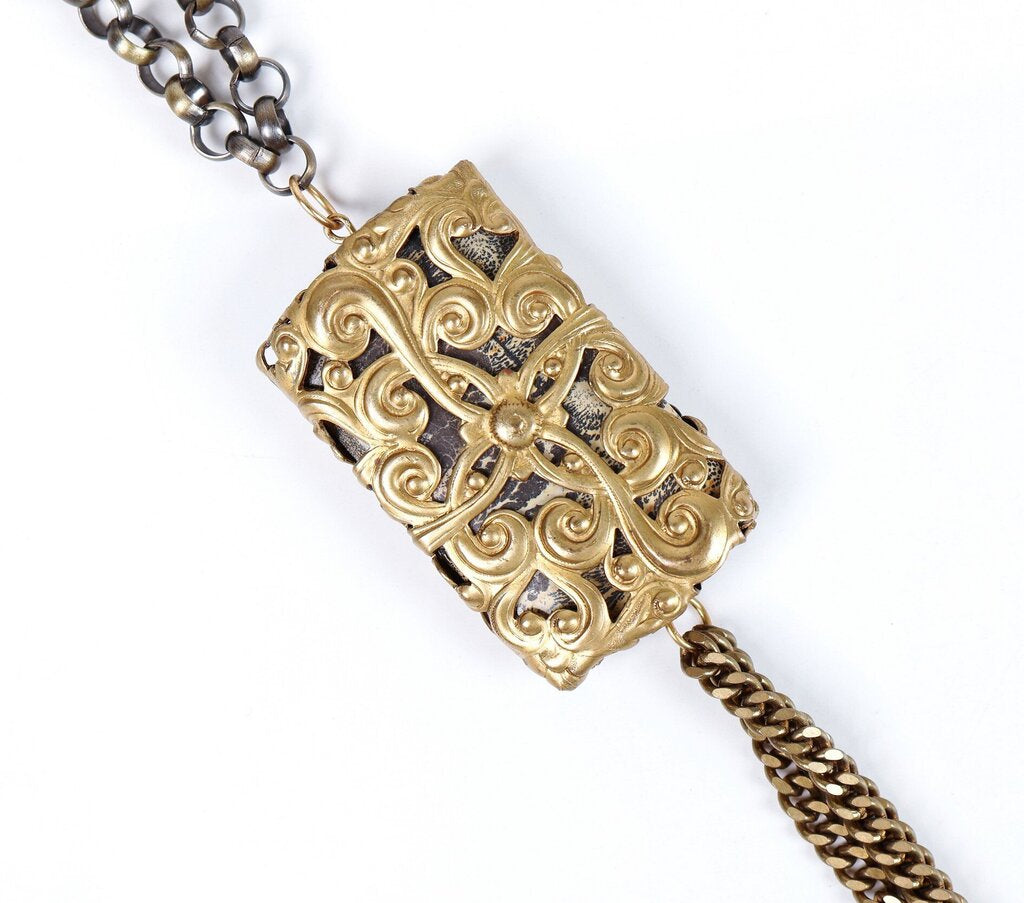 Gold Wrapped 'Landscape' Pendant Necklace