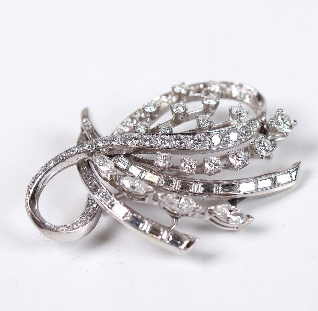 14K Gold and Diamond Brooch