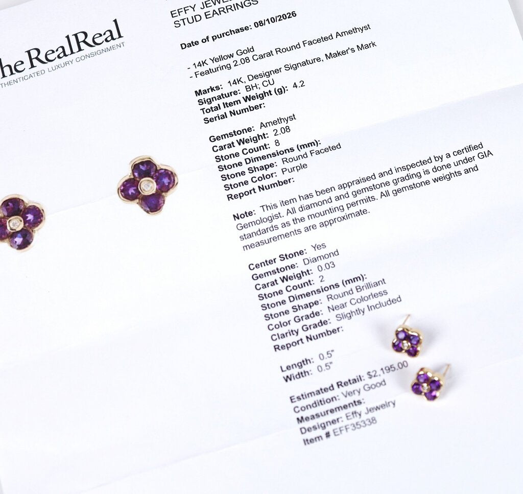 14K Gold Amethyst and Diamond Earrings