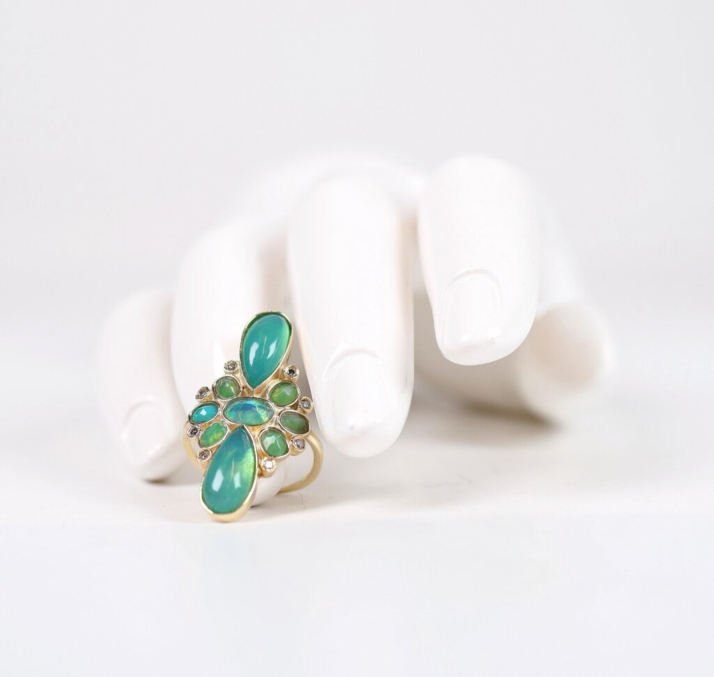 14K Opal and Diamond Cocktail Ring (6.25)