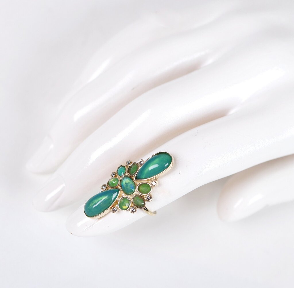 14K Opal and Diamond Cocktail Ring (6.25)