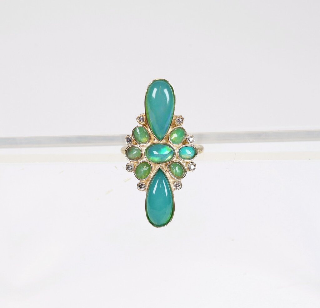14K Opal and Diamond Cocktail Ring (6.25)