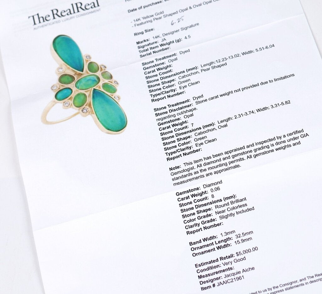 14K Opal and Diamond Cocktail Ring (6.25)