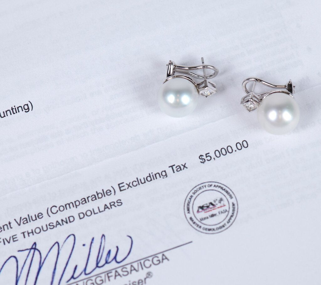 14K Diamond and South Sea Pearl