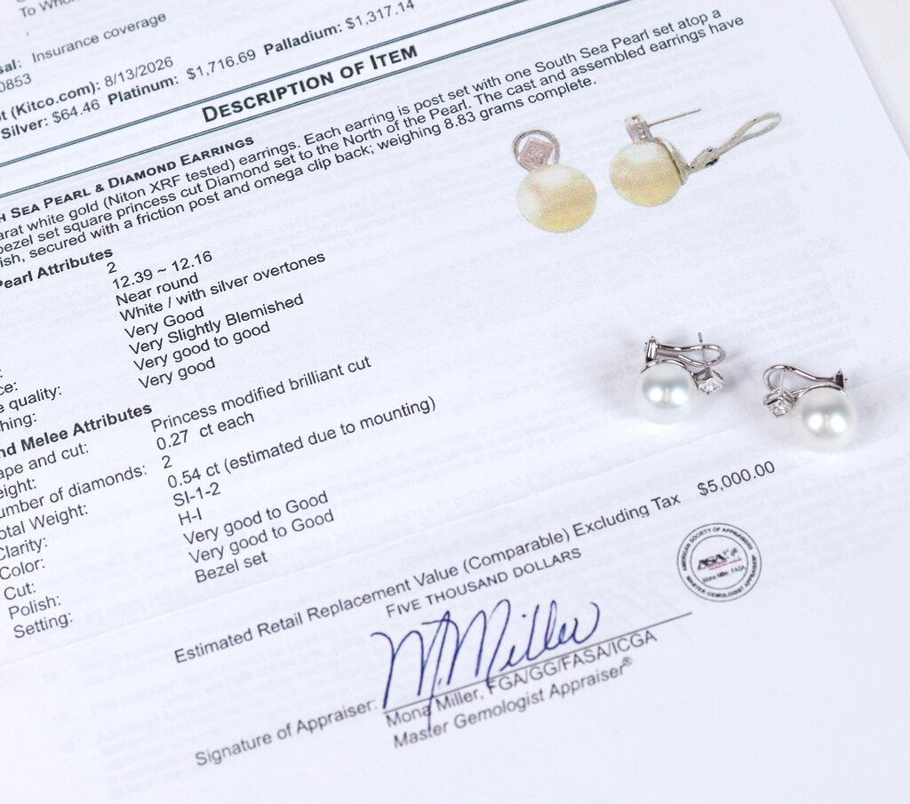 14K Diamond and South Sea Pearl