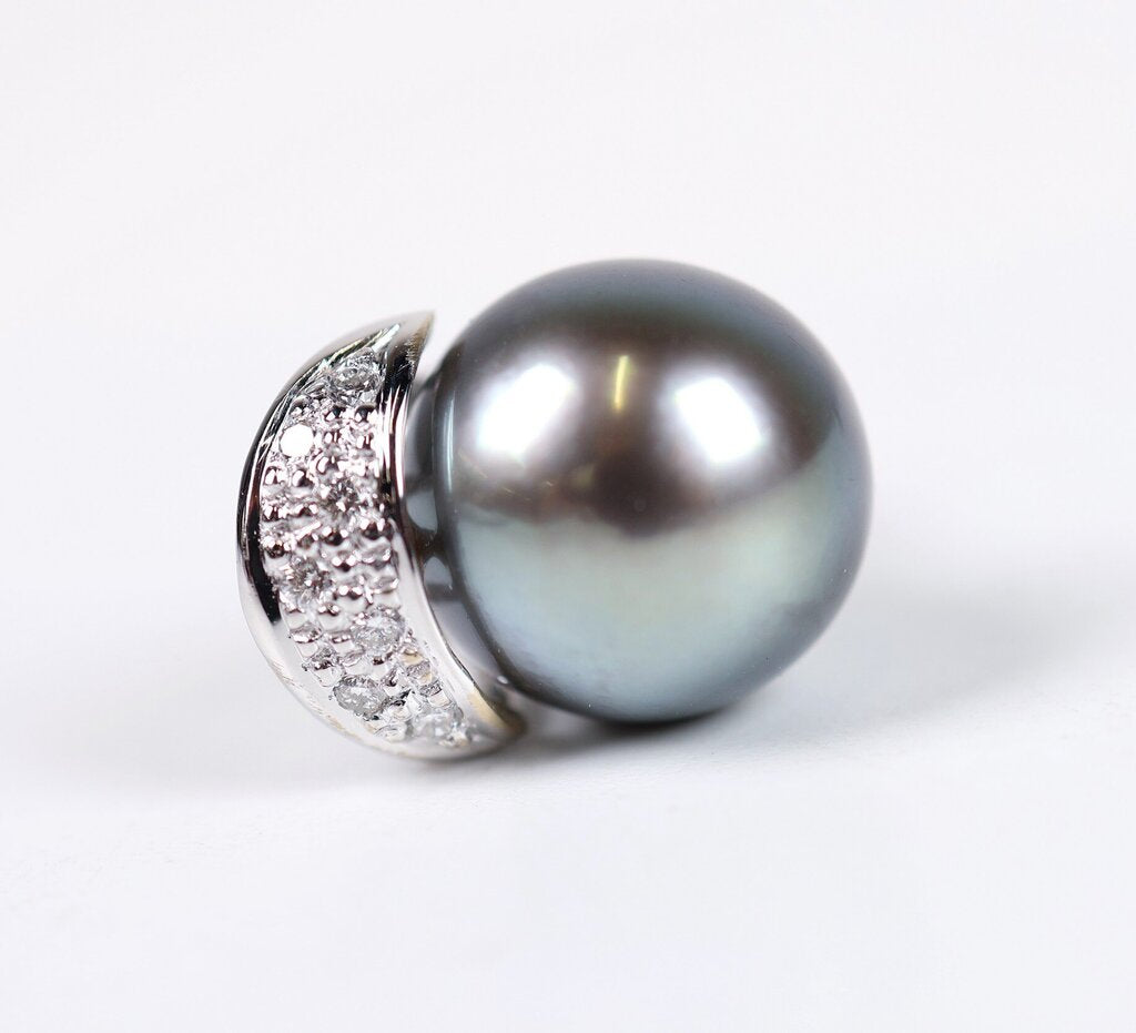 18K Diamond and Tahitian Pearl Earrings