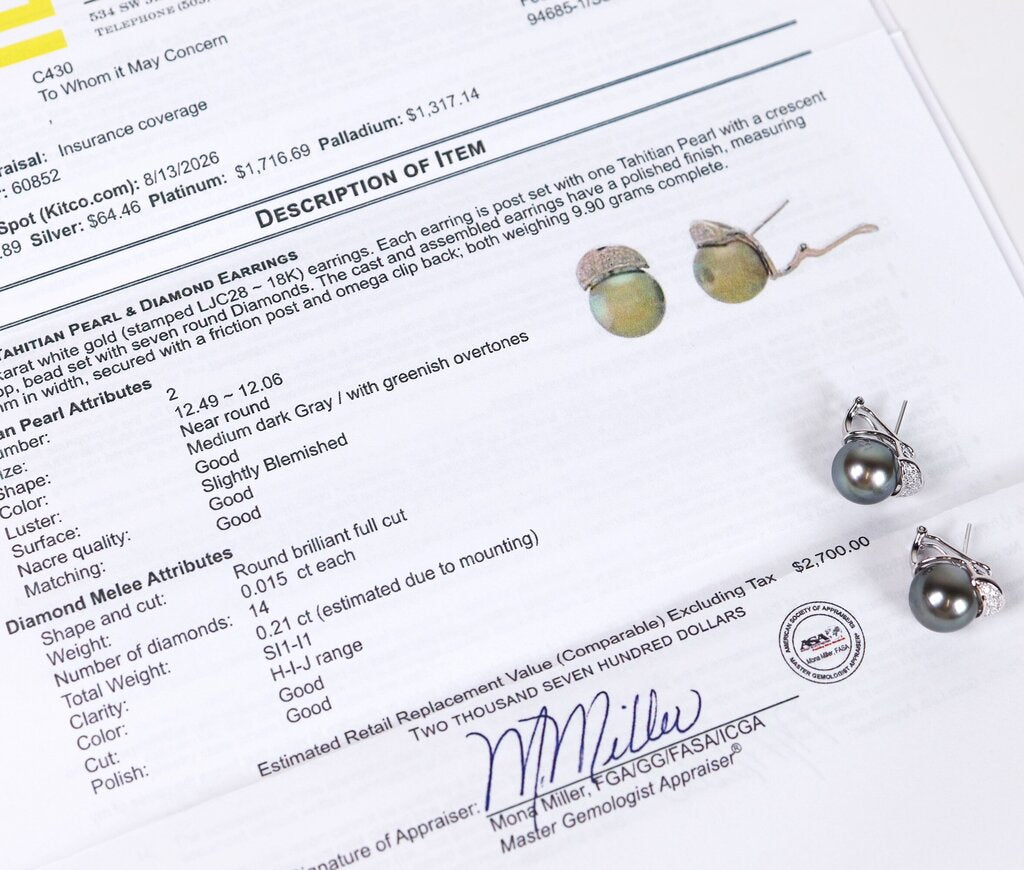18K Diamond and Tahitian Pearl Earrings