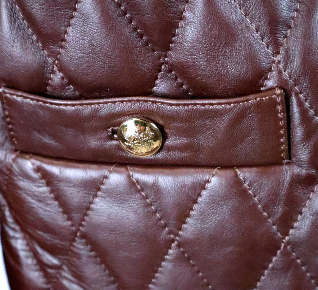 (Size S) Chocolate Brown Quilted Leather