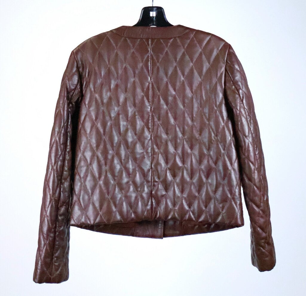 (Size S) Chocolate Brown Quilted Leather
