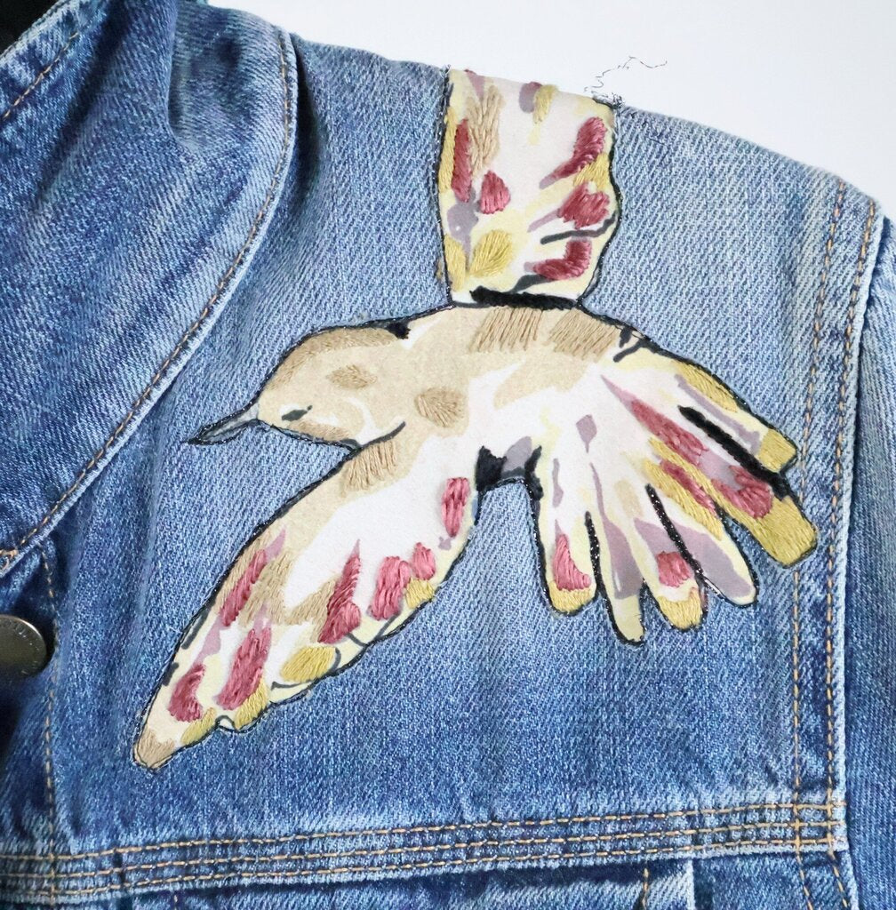 Jean Jacket with Embroidered Birds (40/S)