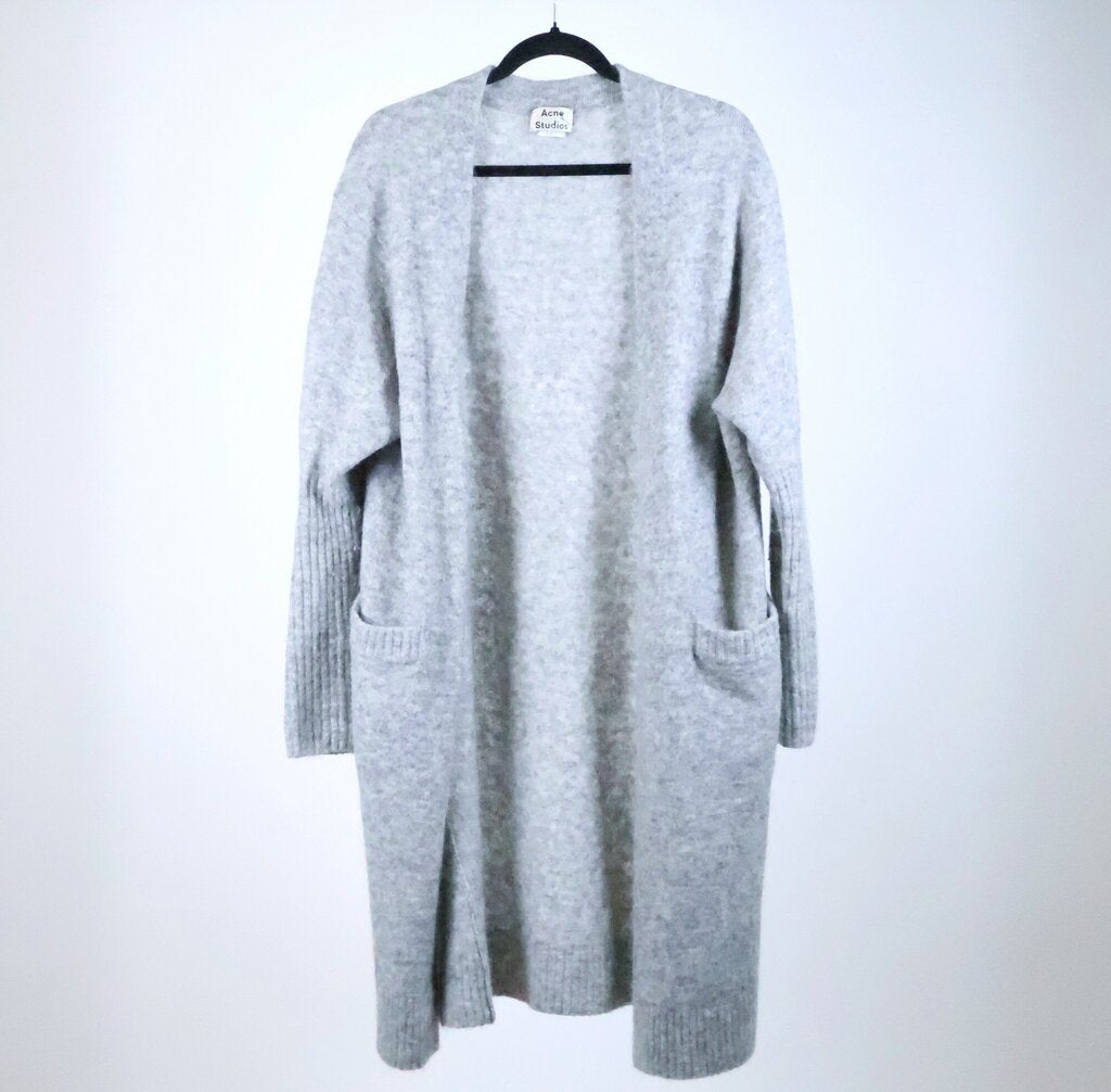 Light Grey Open Front Long Cardigan (S)