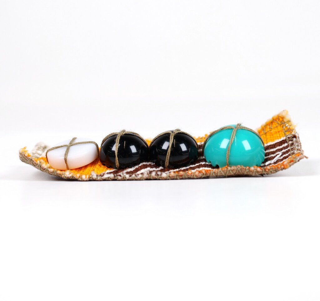 60s Era Button Embellished Fabric Pin
