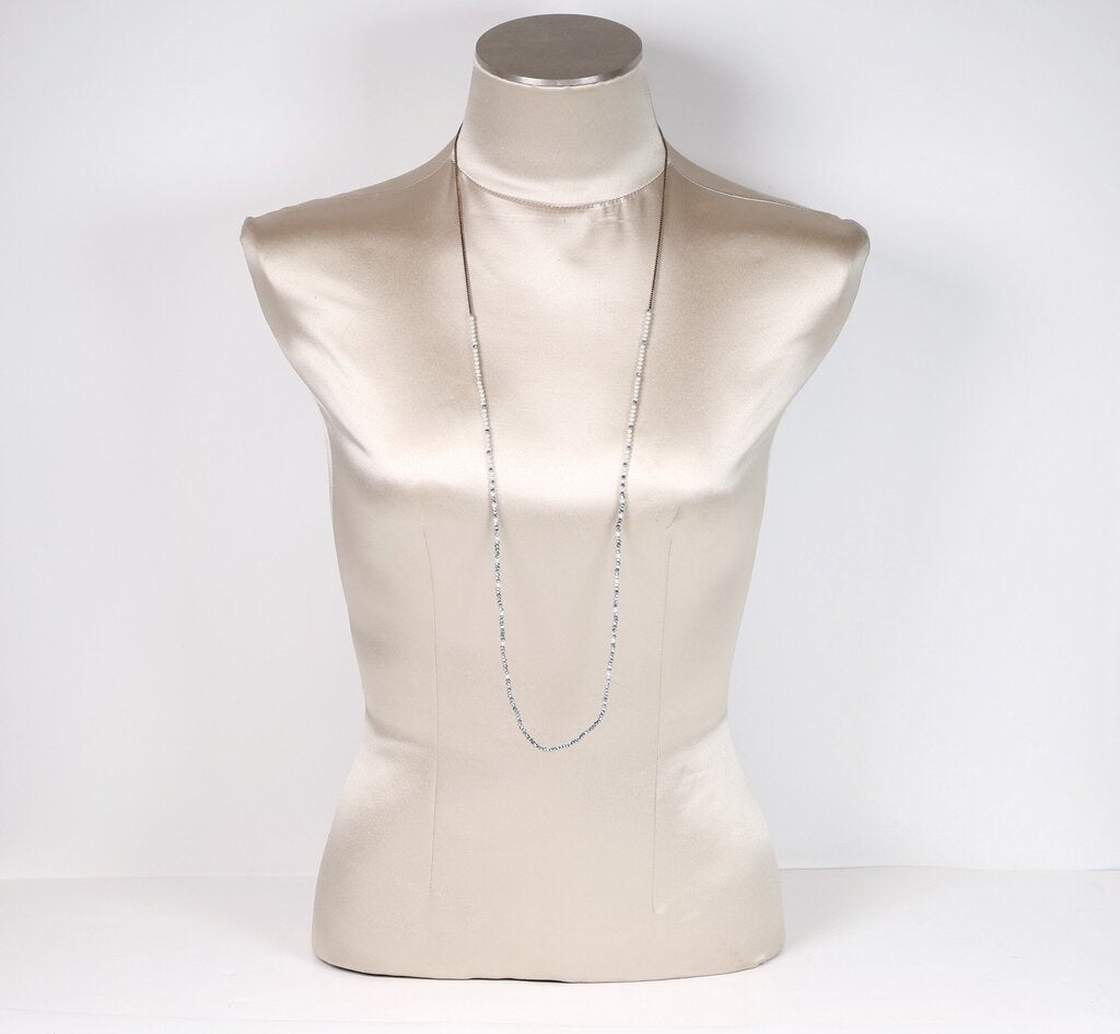 Brass Hematite and Pearl Long Necklace