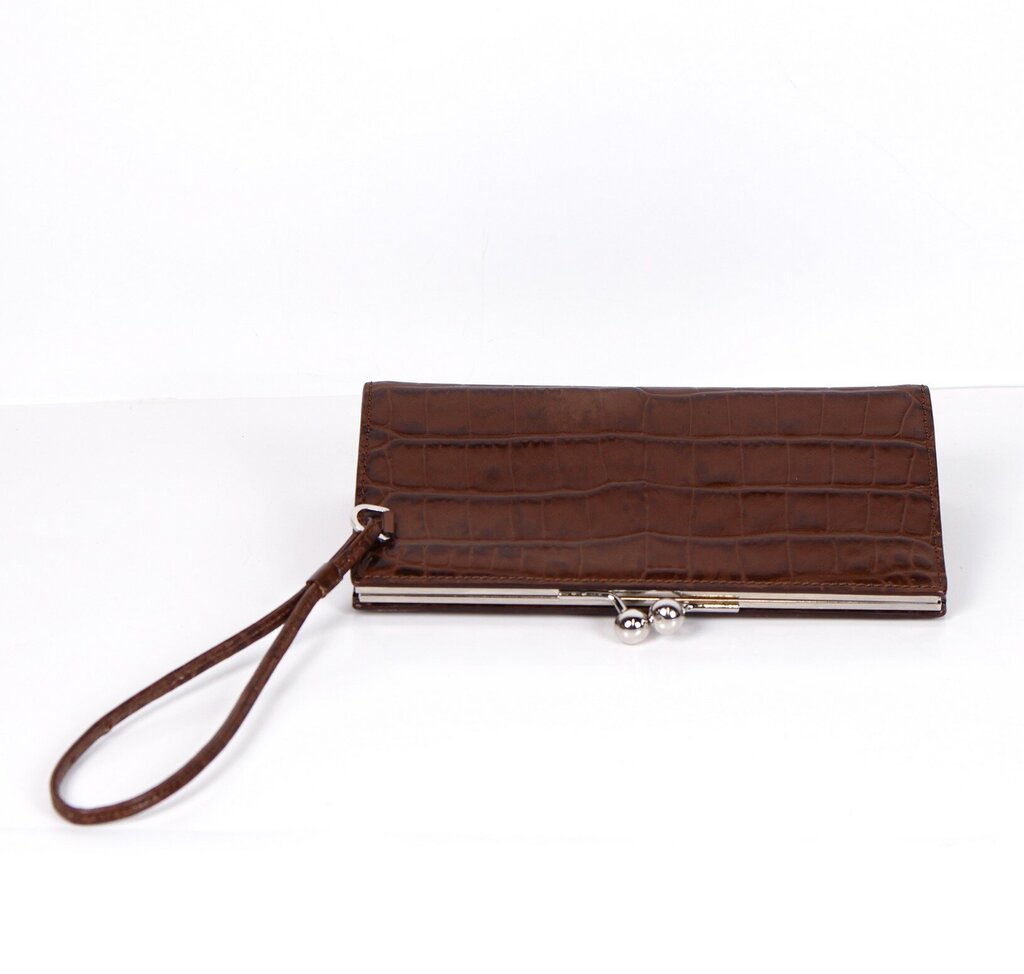 Crocodile Embossed Kiss Lock Clutch