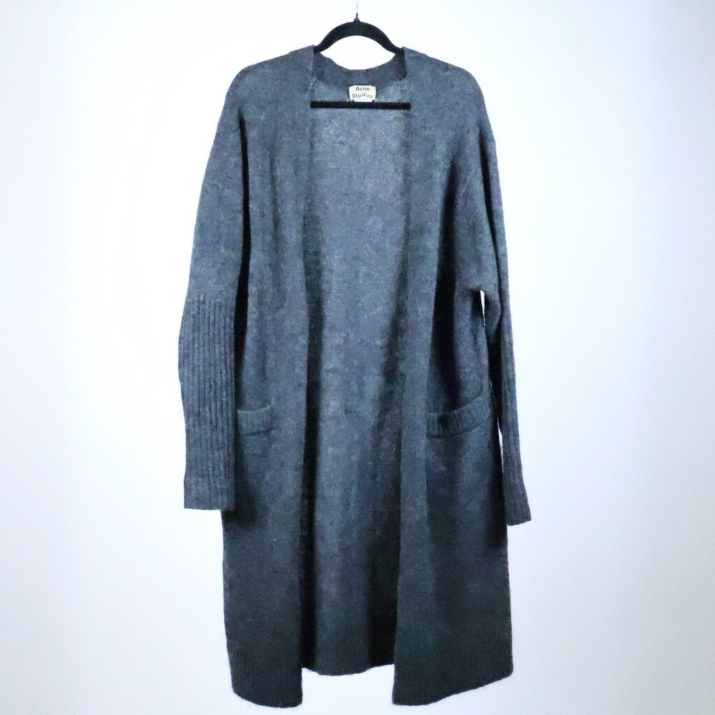 Dark Grey Open Front Long Cardigan (XS)