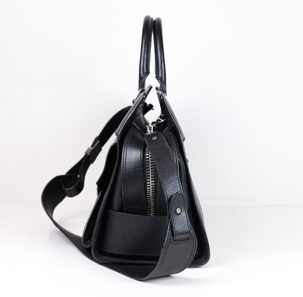 Black Leather Tote/Crossbody
