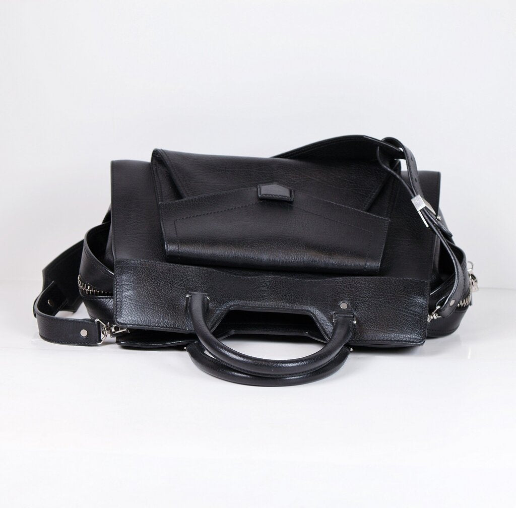 Black Leather Tote/Crossbody