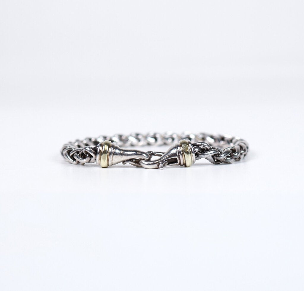 Sterling and 14K 6mm 'Wheat Bracelet'