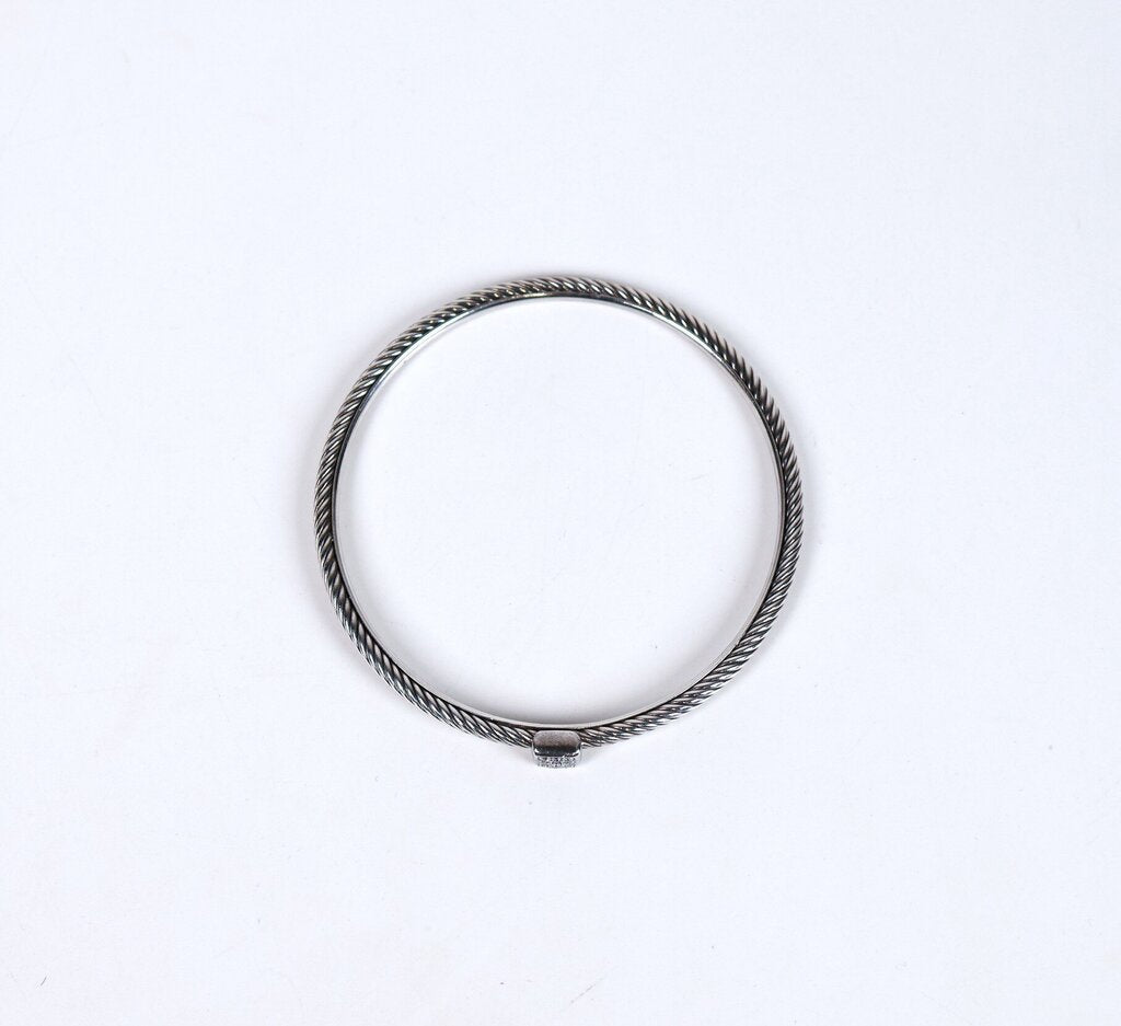 Sterling and Diamond Cable Bangle 'Confetti Pave'