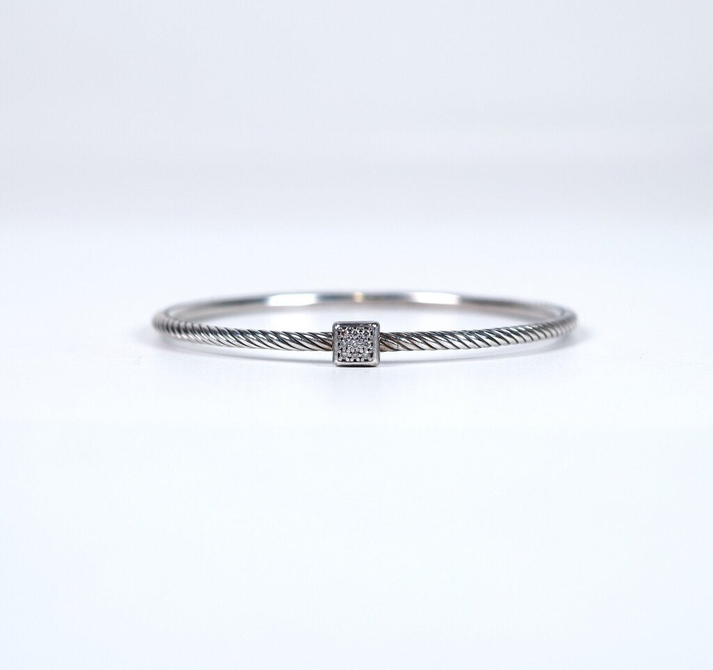 Sterling and Diamond Cable Bangle 'Confetti Pave'