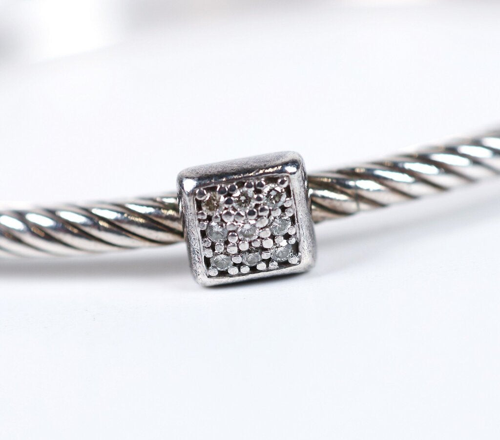 Sterling and Diamond Cable Bangle 'Confetti Pave'