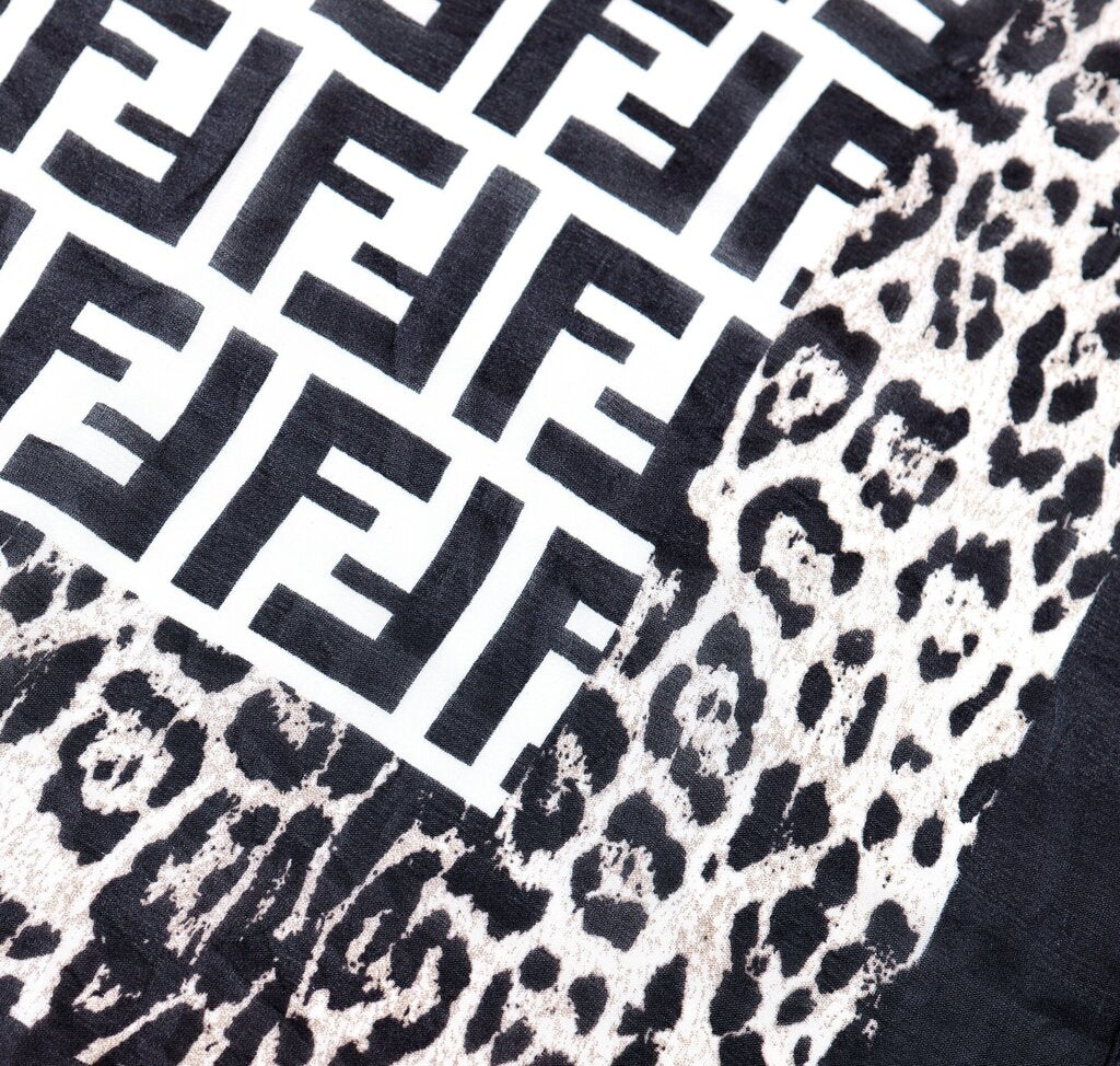 Black & White Silk Monogram Scarf