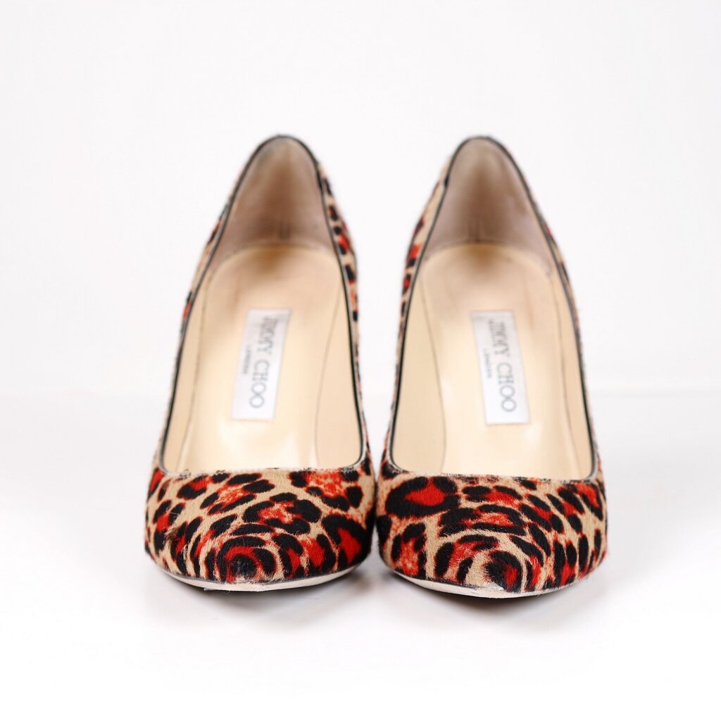 Tan and Red Leopard Calf Hair Heels (7.5)
