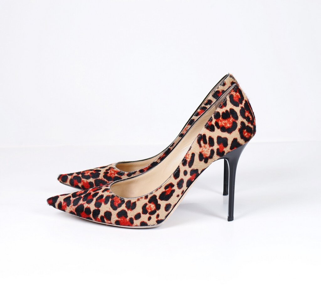 Tan and Red Leopard Calf Hair Heels (7.5)