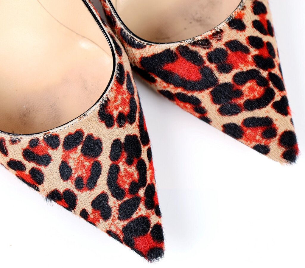 Tan and Red Leopard Calf Hair Heels (7.5)