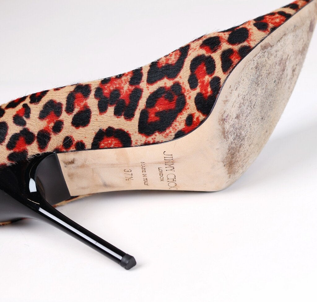 Tan and Red Leopard Calf Hair Heels (7.5)