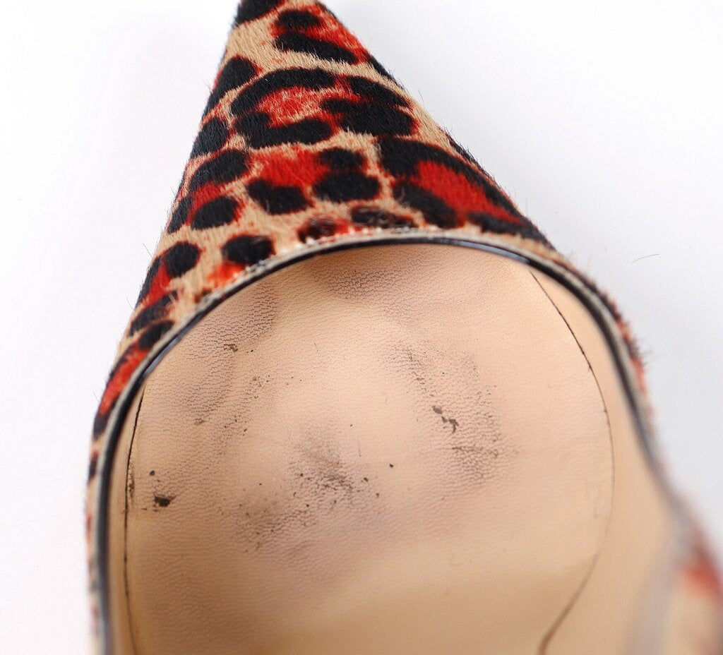 Tan and Red Leopard Calf Hair Heels (7.5)