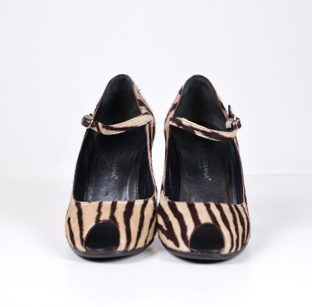 Brown Zebra Calf Hair Pumps (7.5)