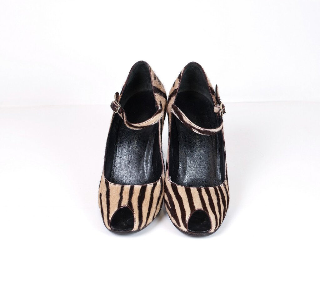Brown Zebra Calf Hair Pumps (7.5)