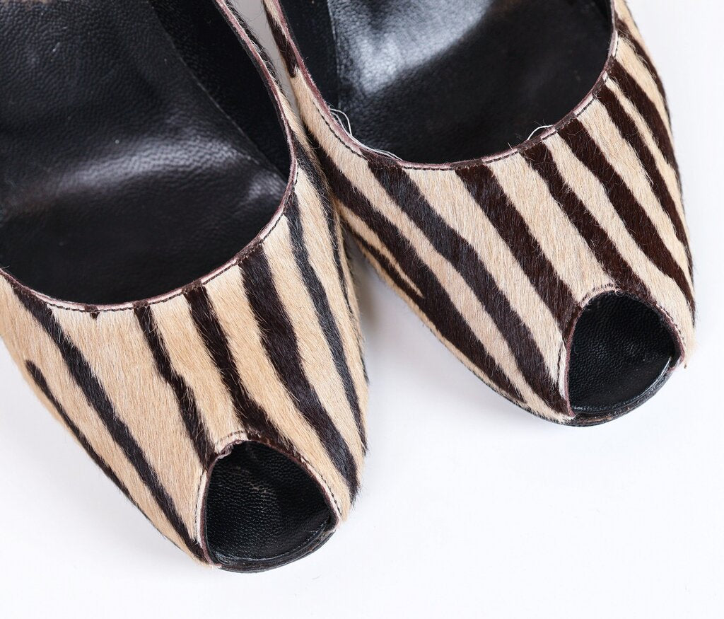 Brown Zebra Calf Hair Pumps (7.5)
