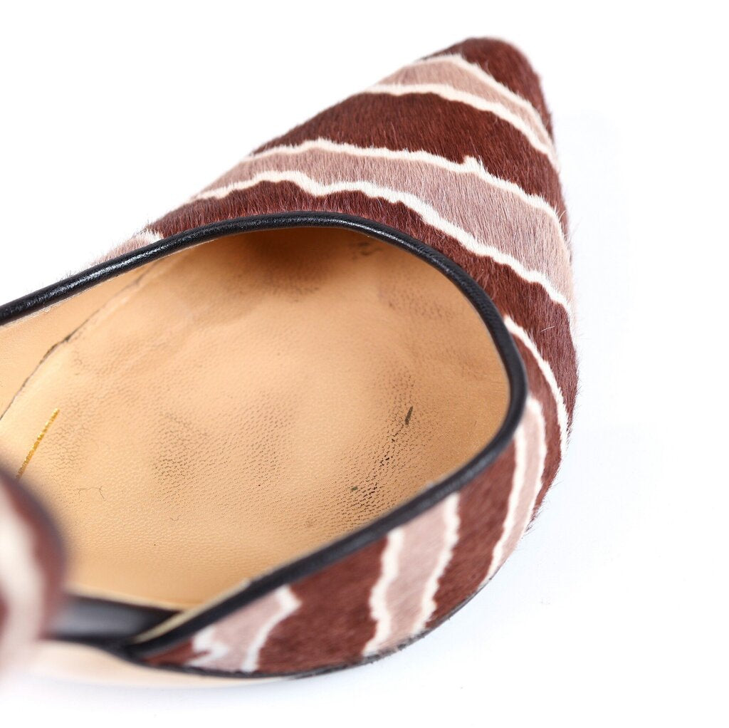 Brown and Tan Zebra Calf Hair Heels (7.5)