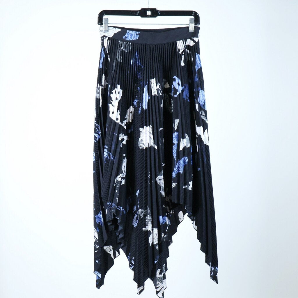 Black Pleated Skirt with Abstract Print (S)