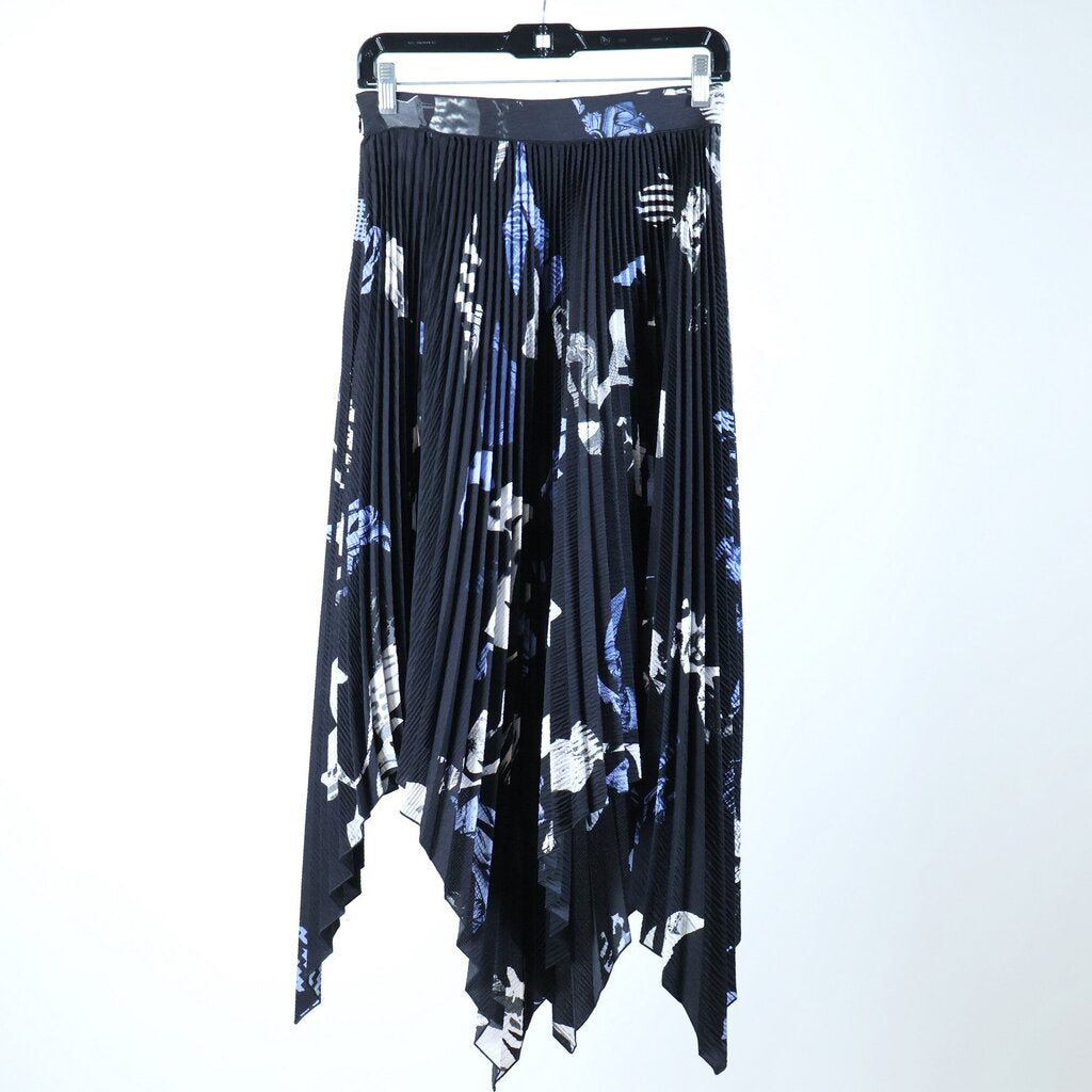 Black Pleated Skirt with Abstract Print (S)