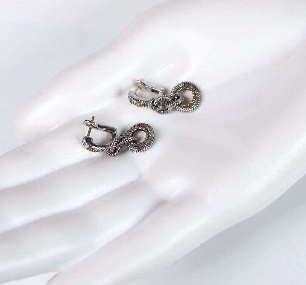 Sterling Gold and Diamond Earrings